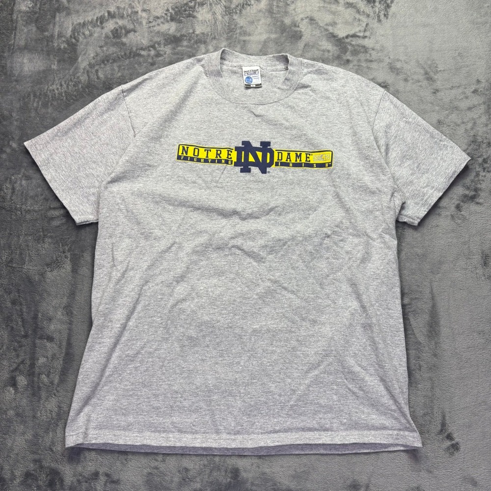 Y2K Steve and Barrys Notre Dame Fighting Irish‎ T Shirt Gray Large